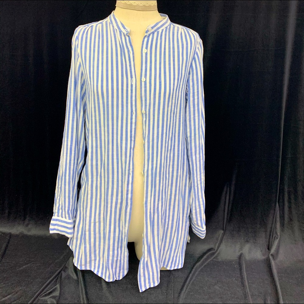 Mavi flowy boyfriend shirt in chambray stripe